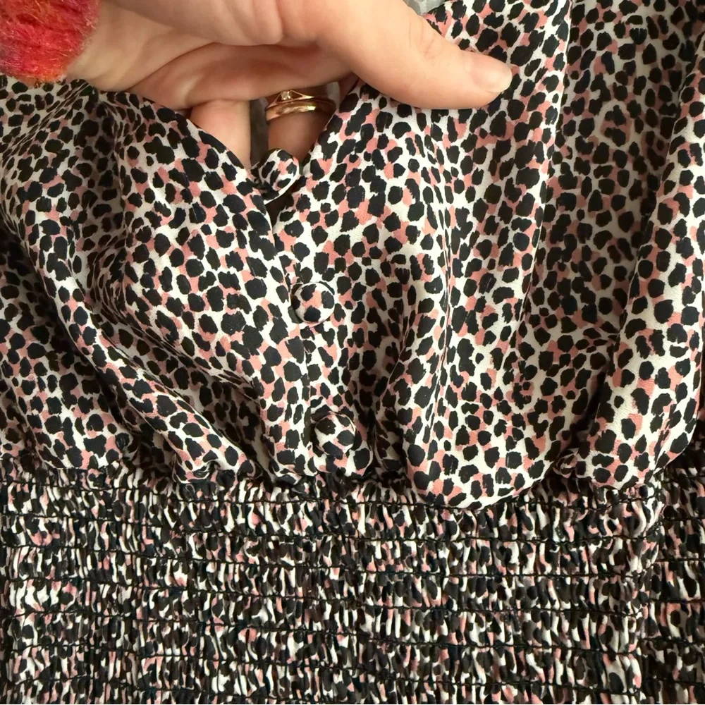 Cheetah Print Peplum Long Sleeve Blouse - Picture 9 of 10